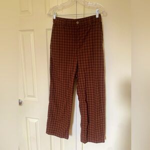 Levi’s Premium: Streight Leg Cotton Plaid Pants in Orange and Black